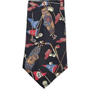 Vintage Mens Neck Tie Jack Nicklaus Black Golf Theme